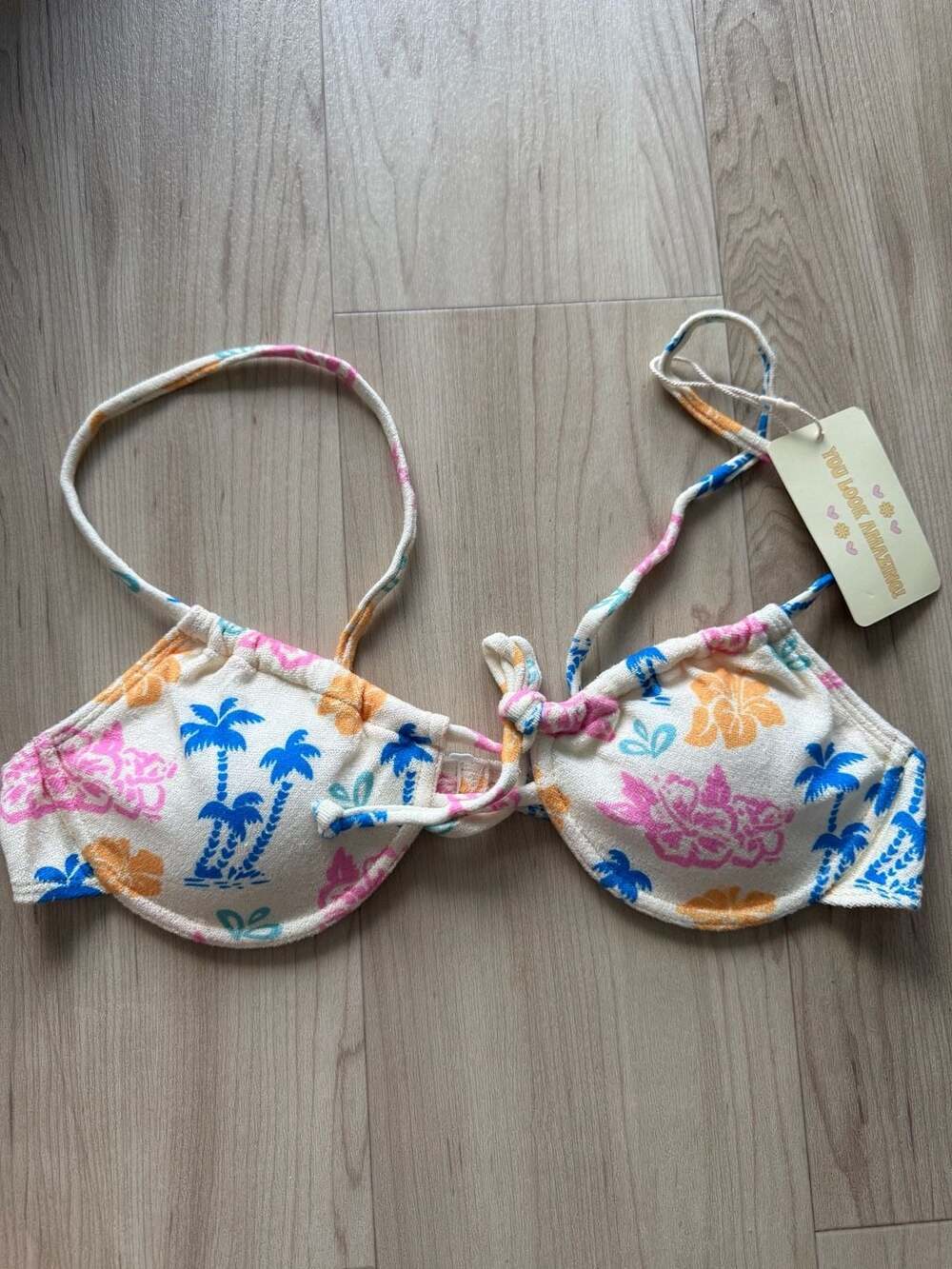 Aurelle Malia Underwire Bikini Top in Tropical Terry Fabric Size XL